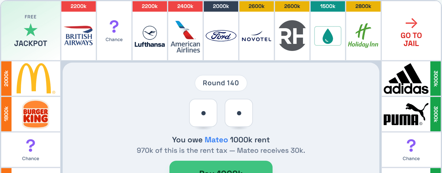 The Pay button for a rent, with a line under it showing how much of it is rent tax